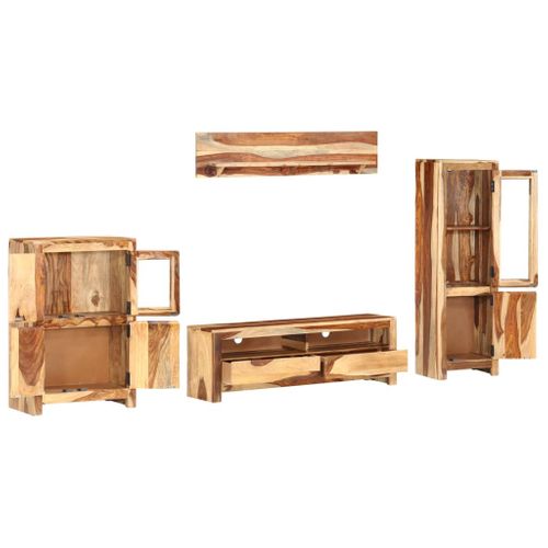 Ensemble De Meuble TV 4 PCs Bois Solide