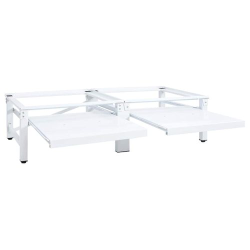 Socle De Lave-linge Et Sèche-linge Et Étagère Coulissante Blanc