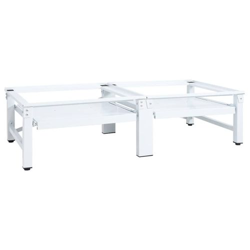Socle De Lave-linge Et Sèche-linge Et Étagère Coulissante Blanc
