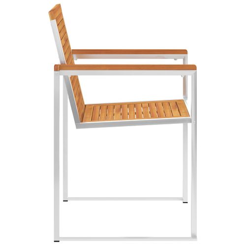 Chaises De Jardin Lot De 2 Acacia Solide Et Acier Inoxydable