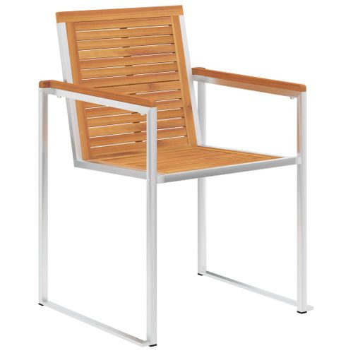 Chaises De Jardin Lot De 2 Acacia Solide Et Acier Inoxydable