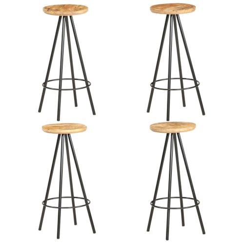 Tabourets De Bar 4 PCs Bois De Manguier Brut