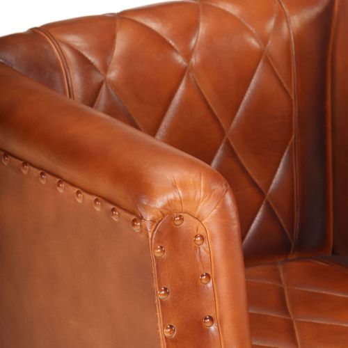 Fauteuil Marron Cuir Véritable De Chèvre