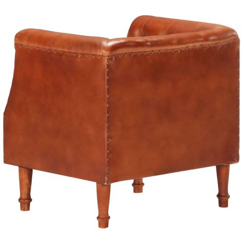 Fauteuil Marron Cuir Véritable De Chèvre