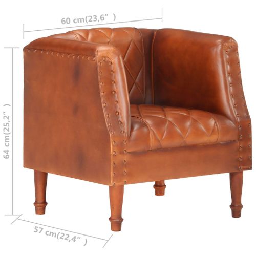 Fauteuil Marron Cuir Véritable De Chèvre