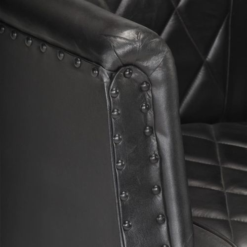 Fauteuil Noir Cuir Véritable De Chèvre