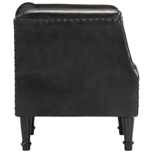 Fauteuil Noir Cuir Véritable De Chèvre