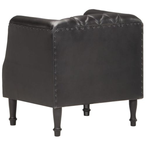 Fauteuil Noir Cuir Véritable De Chèvre
