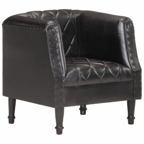 Fauteuil Noir Cuir Véritable De Chèvre