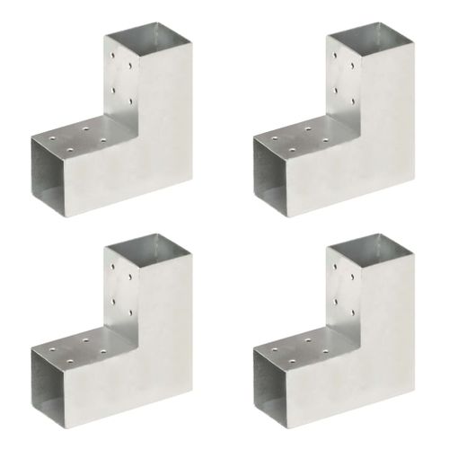Connecteurs De Poteau 4 Pièces Forme En L Métal Galvanisé 71x71 Mm