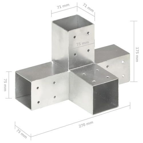 Connecteur De Poteau Forme En X Métal Galvanisé 71x71 Mm