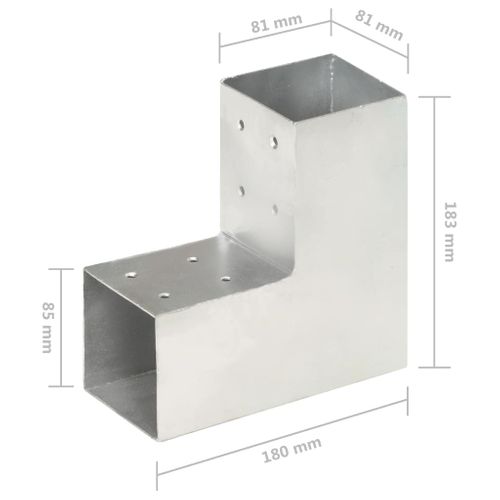 Connecteur De Poteau Forme En L Métal Galvanisé 81x81 Mm