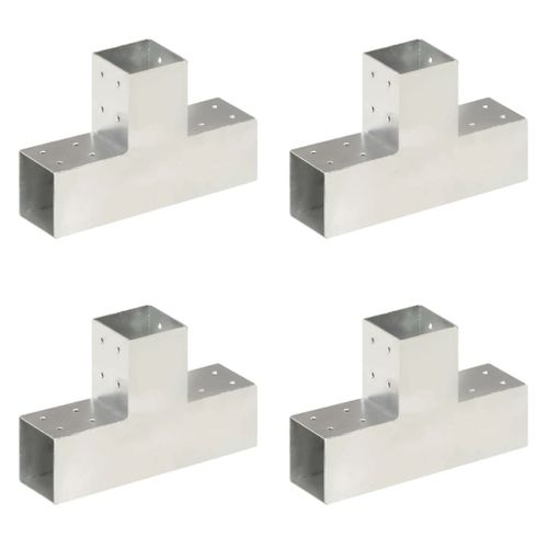 Connecteurs De Poteau 4 PCs Forme En T Métal Galvanisé 81x81 Mm