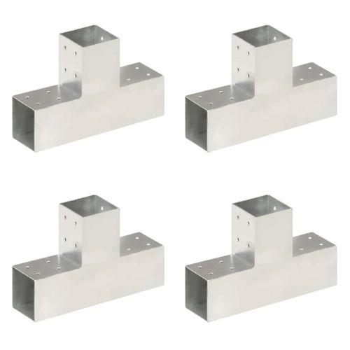 Connecteurs De Poteau 4 PCs Forme En T Métal Galvanisé 81x81 Mm