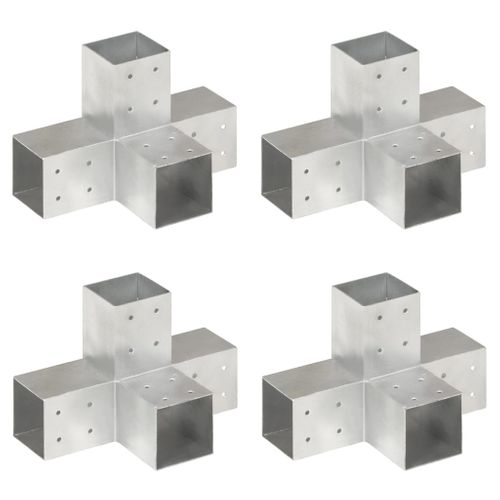 Connecteurs De Poteau 4 PCs Forme En X Métal Galvanisé 81x81 Mm