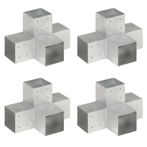 Connecteurs De Poteau 4pcs Forme En X Métal Galvanisé 101x101mm