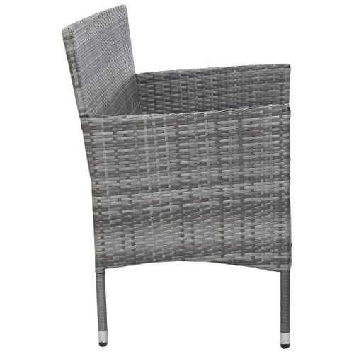 Canapé De Jardin À 3 Places Avec Coussins Gris Résine Tressée