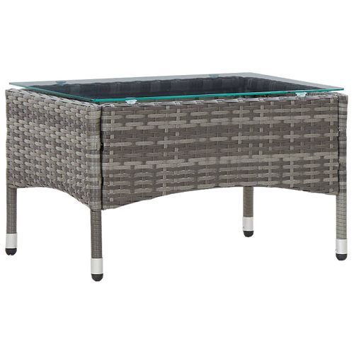 Table Basse Gris 60x40x36 Cm Résine Tressée