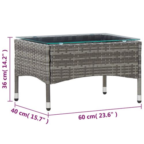 Table Basse Gris 60x40x36 Cm Résine Tressée