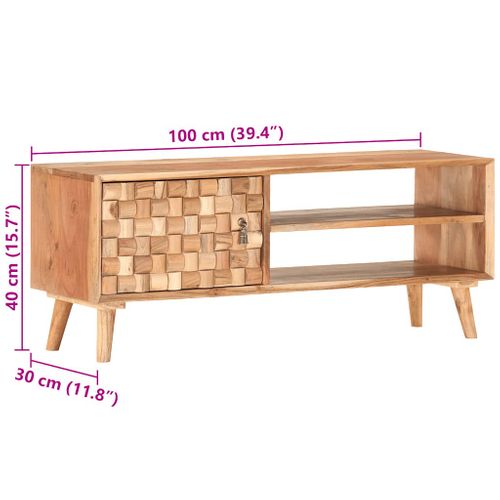 Meuble TV 100x30x40 Cm Bois D'acacia Massif