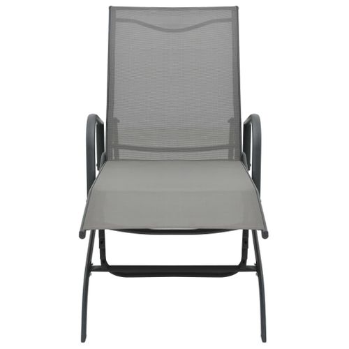 Chaises Longues Lot De 2 Avec Table Textilène Et Acier