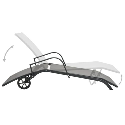 Chaises Longues Lot De 2 Avec Table Textilène Et Acier