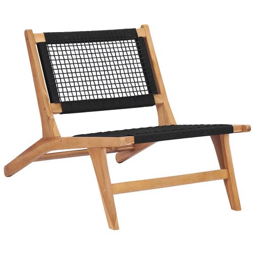 Chaise Longue Avec Repose-pied En Teck - 60x90 Cm - Noir