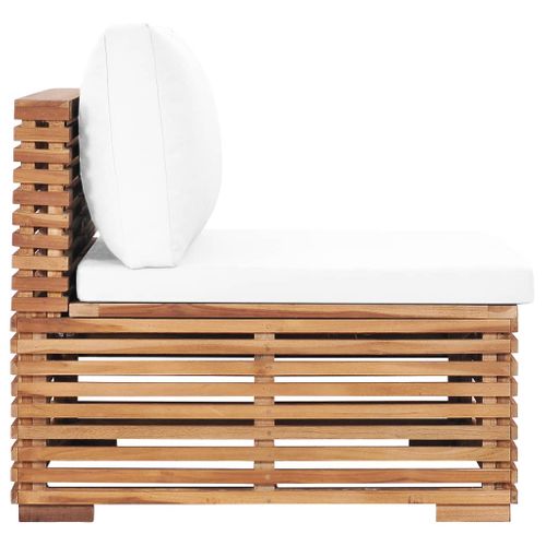 Canapé Central De Jardin Avec Coussin Crème Bois De Teck Solide