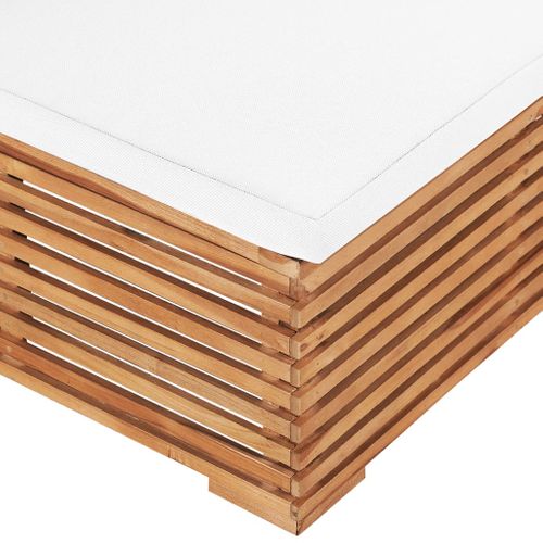 Canapé Central De Jardin Avec Coussin Crème Bois De Teck Solide