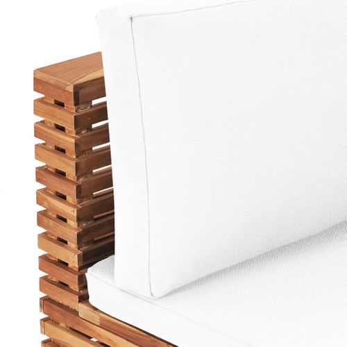 Canapé Central De Jardin Avec Coussin Crème Bois De Teck Solide