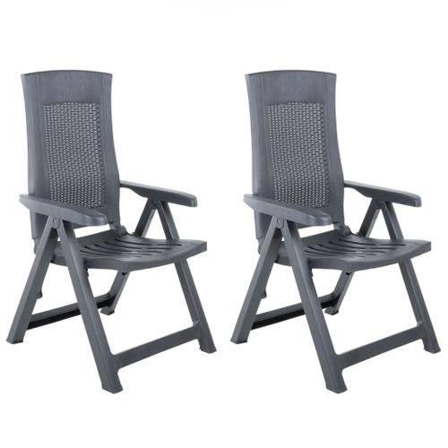 Chaises Inclinables De Jardin Lot De 2 Plastique Anthracite