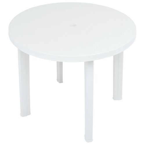 Table De Jardin Blanc 89 Cm Plastique Rond Meuble Manger Terrasse Arrière-cour Extérieur