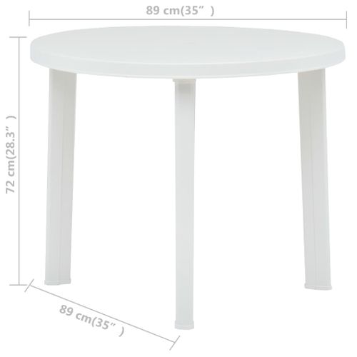 Table De Jardin Blanc 89 Cm Plastique Rond Meuble Manger Terrasse Arrière-cour Extérieur