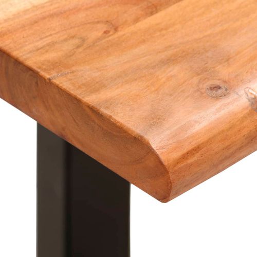 Banc Au Bord Naturel Du Bois 110 Cm Bois D'acacia Solide Acier