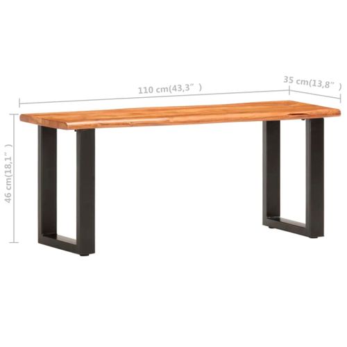 Banc Au Bord Naturel Du Bois 110 Cm Bois D'acacia Solide Acier