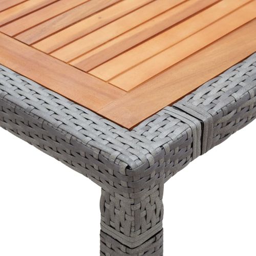 Table De Jardin Gris 200x150x74 Cm Résine Tressée Et Acacia