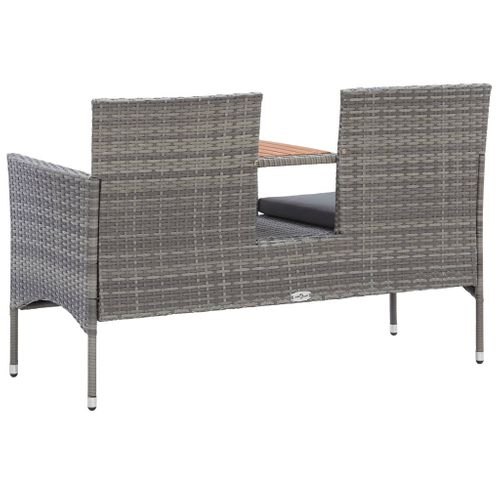 Banc De Jardin 2 Places Et Table à Thé 143 Cm Poly Rotin Gris