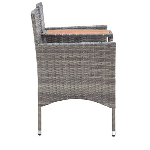 Banc De Jardin 2 Places Et Table à Thé 143 Cm Poly Rotin Gris