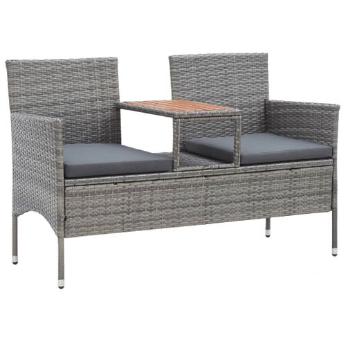 Banc De Jardin 2 Places Et Table à Thé 143 Cm Poly Rotin Gris