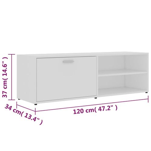Meuble TV Blanc 120x34x37 Cm Bois Contreplaqué