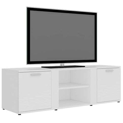 Meuble TV Blanc 120x34x37 Cm Bois Contreplaqué