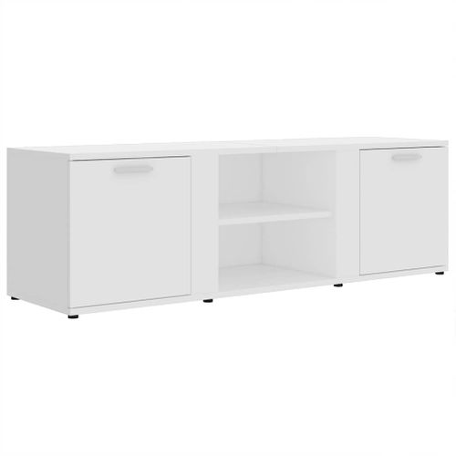 Meuble TV Blanc 120x34x37 Cm Bois Contreplaqué