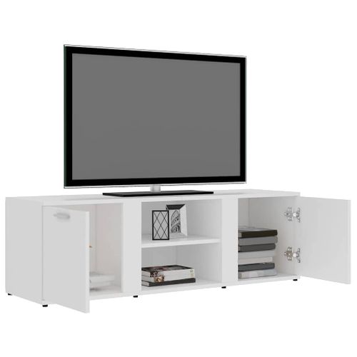 Meuble TV Blanc 120x34x37 Cm Bois Contreplaqué