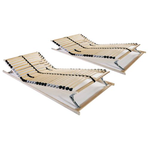 Sommiers à Lattes 2 Pièces Avec 28 Lattes 7 Zones 90x200 Cm