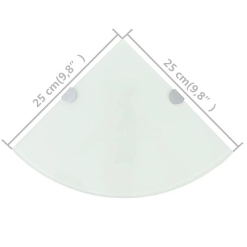 Étagères D'angle 2 Pièces Et Supports Chromés Verre Blanc 25x25 Cm