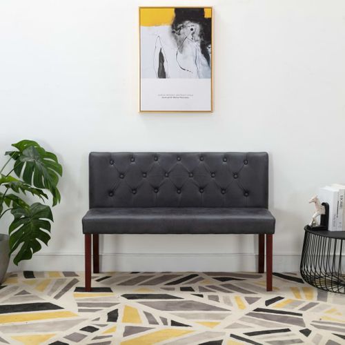 Banc 120 Cm Gris Similicuir Daim