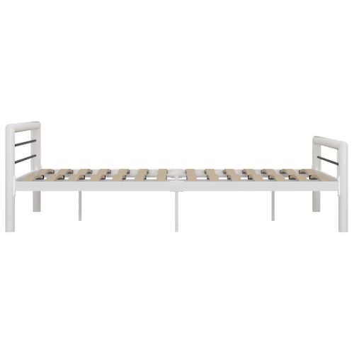 Cadre De Lit Sans Matelas Blanc Et Noir Métal 120x200 Cm