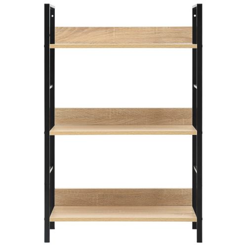 Étagère à Livres à 3 Niveaux, 1 Pièce, En Bois Contreplaqué De Chêne, Étagère De Rangement