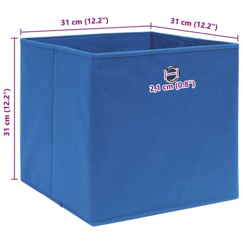 Lot De 4 Boîtes De Rangement Pliables Bleu 32x32x32 Cm Tissu Non Tissé Organisateurs Durables