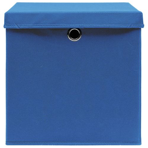 Boîtes De Rangement Avec Couvercle 4 Pièces Bleu 32x32x32 Cm Tissu